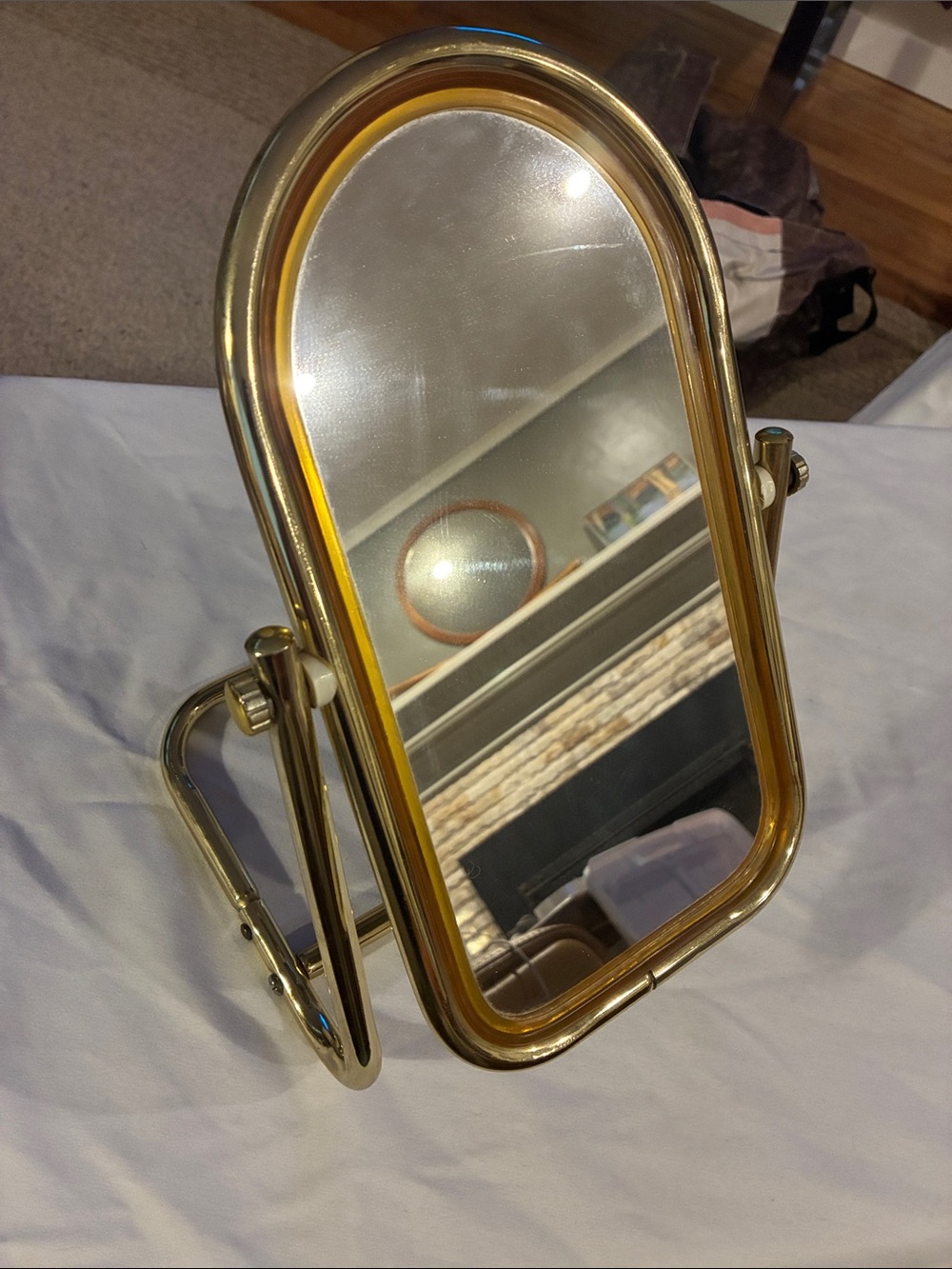 Brass Vanity Mirror Milo Baughman Style Vanity Top Decorative Brass Vintage EUC - Picture 10 of 13